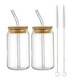 thumbnail image 1 of Vasos para beber con tapas de bambú y de vidrio, juego de 4 piezas, vasos de vidrio de , vasos de cerveza, vasos 350ml Sunnimix Beber taza de café, 1 of 8