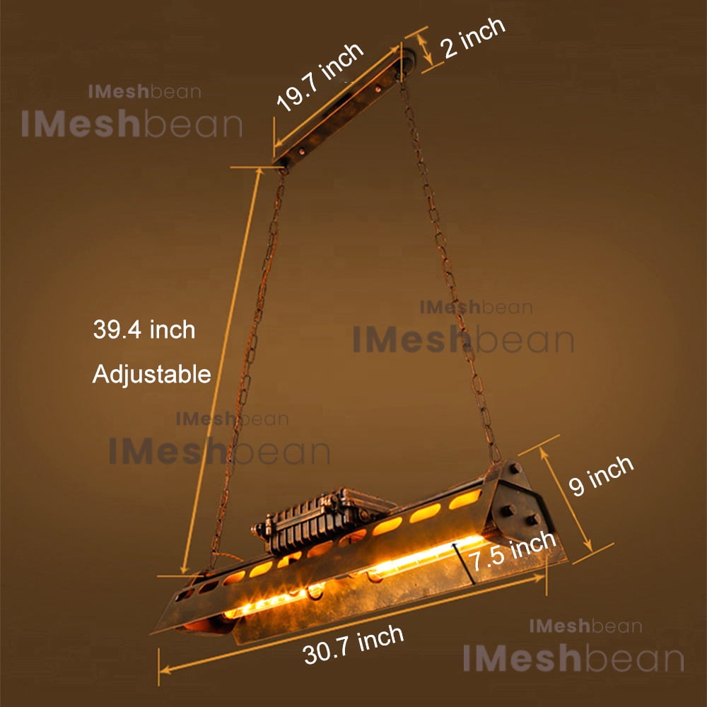 iMeshbean Industrial Steampunk Chandelier Pool Table Ceiling Light Fixture Wrought Iron Pendant Lamp for Bar Kitchen Island Dinging Room