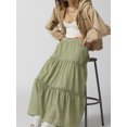 thumbnail image 3 of Rdhnmea Women's Tiered Long Skirts Vintage Elastic Waist Frill Trim Skirts, 3 of 6