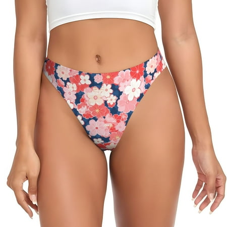 Sigee Japanese Cherry Blossoms for Women s G-String Panty  Low Rise  Soft Lace Perfect for Everyday Wear or Special Occasions-Large
