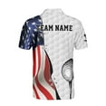 thumbnail image 3 of Custom Name Team American Flag Golfer Stick Silhouette Men's Polo Shirt S-5XL, 3 of 5