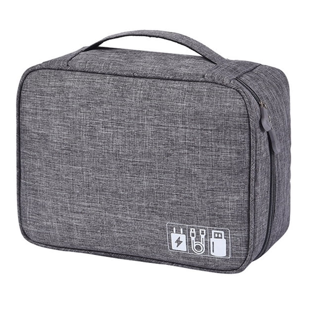 Bolsa de maquillaje de viaje, bolsa grande para cosméticos, estuche organizador de maquillaje para mujeres y niñas, color gris