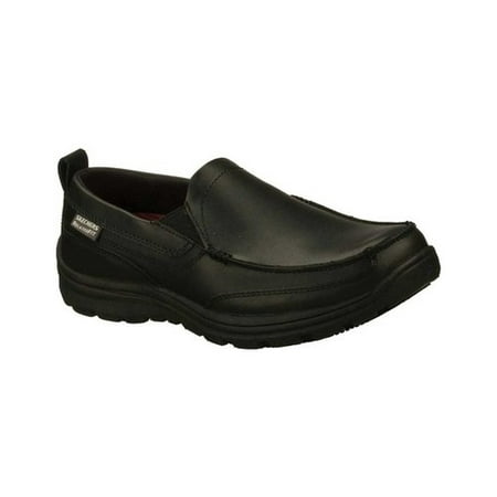 skechers for work men's hobbes relaxed fit slip resistant work shoe,black,11 m