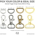thumbnail image 6 of Swivel Trigger Snap Hooks Classic Lobster Clasps with D-Rings for Purse Strap Lanyard Leather Craft 10 Sets CSD1 (3/4 Inch, Gold), 6 of 8