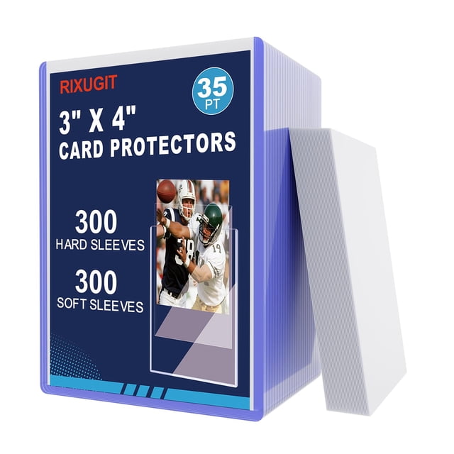 3" x 4" Card Sleeves Hard Plastic - 300ct 35pt Top Loaders and 300ct Soft Card Sleeves Baseball Cards Protection Trading Card Sleeves for Sports Card Basketball Card Football Card Game Cards