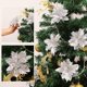 thumbnail image 4 of 12 flores de Navidad de simulación, flor de Navidad de Poinsettia, flor de Navidad, decoración del árbol de Navidad, flores artificiales de Navidad plateadas, 4 of 5
