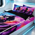 thumbnail image 2 of Erosebridal Dirt Bike Zipper Twin Comforter Sets with Fitted Sheet and 2 Pillowcases, Tire Track Zipper Bedding Set, Purple Blue, Black Reversible, 2 of 7