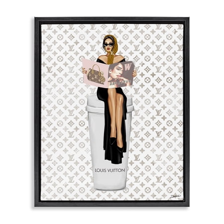 Stupell Industries High Fashion Woman Beauty & Fashion Painting Black Floater Framed Art Print Wall Art  25 x 31