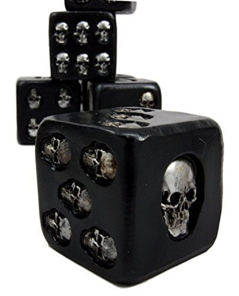Atlantic Collectibles Large Decorative 1.5" Cube Skull Face Gaming Dice Set of 6 Matte Black Finish