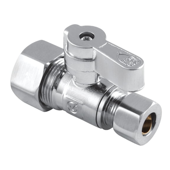 Kingston Brass KF5335 5/8-Inch O.D. Comp x 3/8-Inch O.D. Comp Quarter-Turn Straight Shut-Off Valve in Polished Chrome
