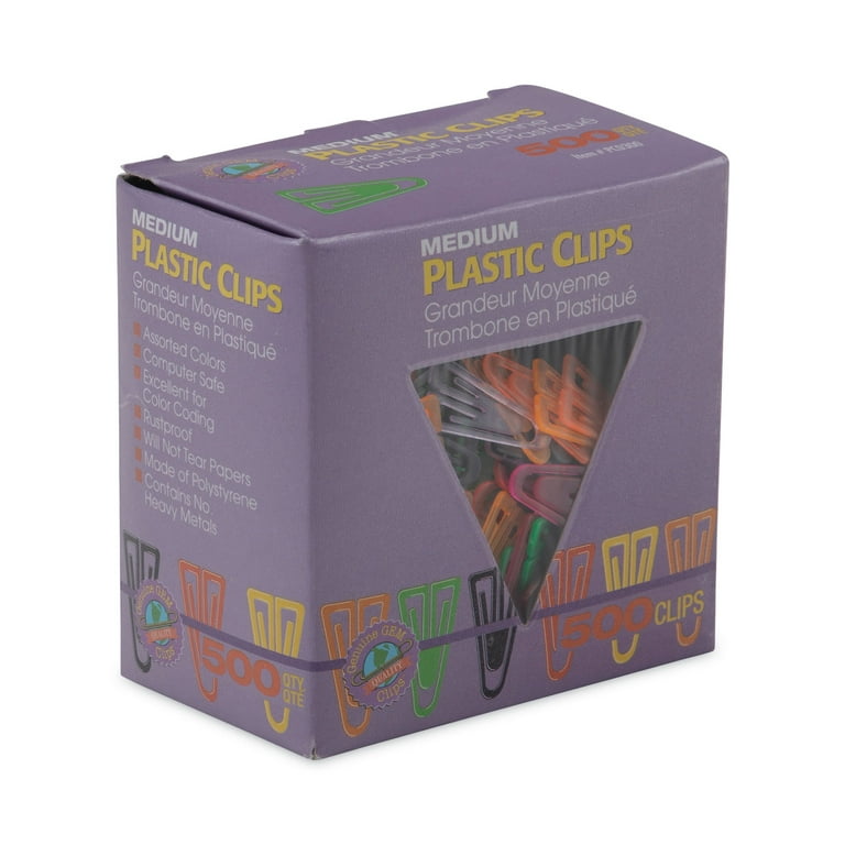 GEM Plastic Paper Clips, Medium (No. 4), Assorted Colors, 500/Box (PC0300)
