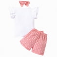 thumbnail image 4 of CAUYDY Toddler Baby Girl Summer Clothes Ruffled Sleeve Ribbed Knit T-Shirt Tops Cute Floral Shorts Set 2Pcs Outfits 2-8Y Girls Summer Set 1-4 Years (Sizes 12-18 Months,H03-Pink), 4 of 8
