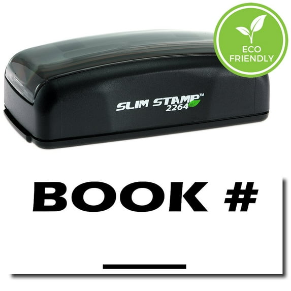 Large Pre-Inked Book # Stamp with Brown Ink