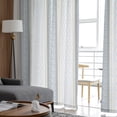 thumbnail image 4 of Blue Beige Striped Sheer Curtains 63 Inches Length 2 Panels Set, Window Sheer Curtains for Living Room/Bedroom, Boho Ethnic Modern Abstract Art Light Filtering Rod Pocket Curtain 52'' x 63'' x 2, 4 of 7