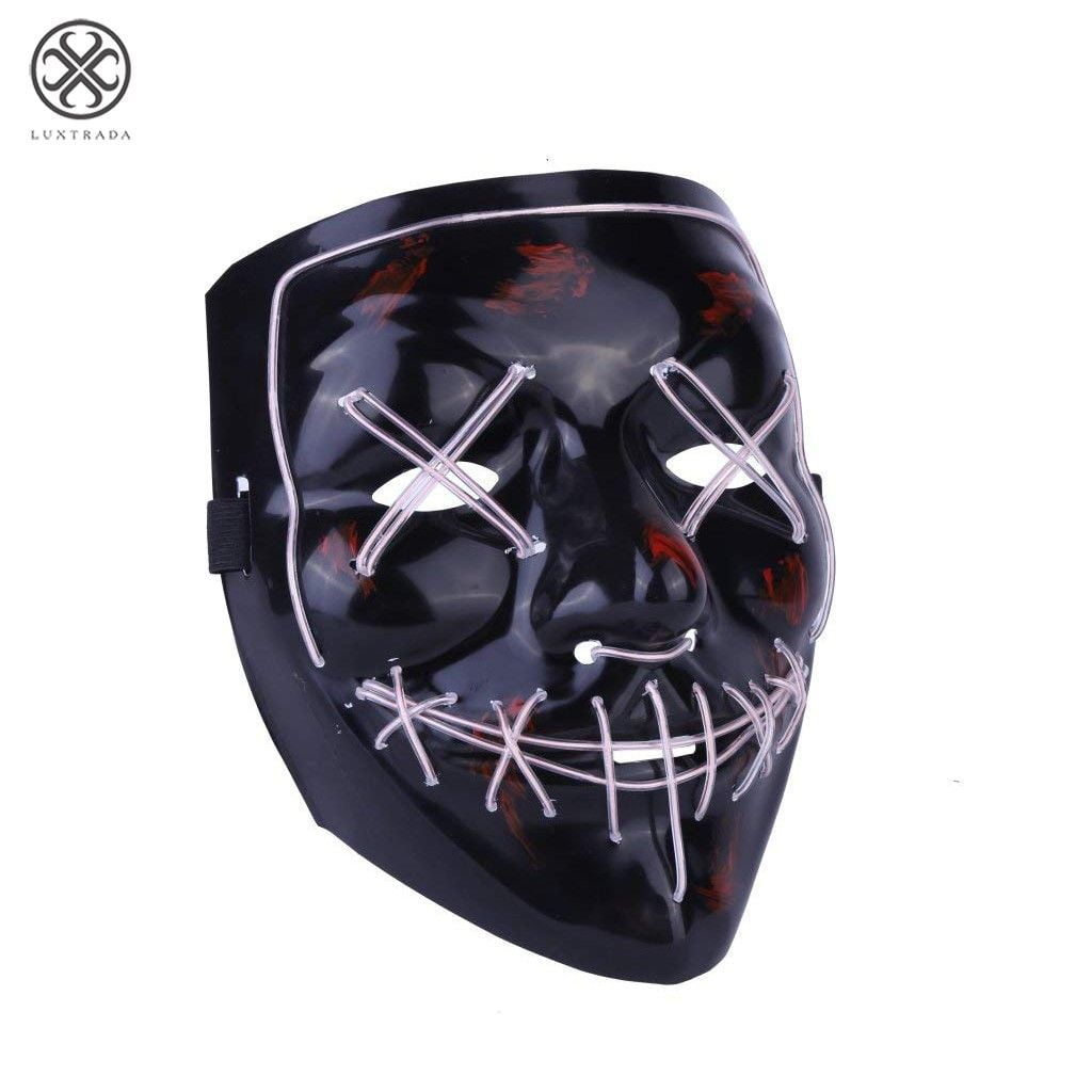Luxtrada Halloween Led Glow Mask El Wire Light Up The Purge Movie Costume Party Aa Battery Yellow Walmart Com Walmart Com