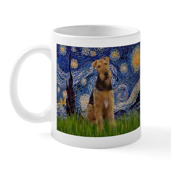 CafePress - Starry Airedale #1 Mug - 11 oz Ceramic Mug - Novelty Coffee Tea Cup
