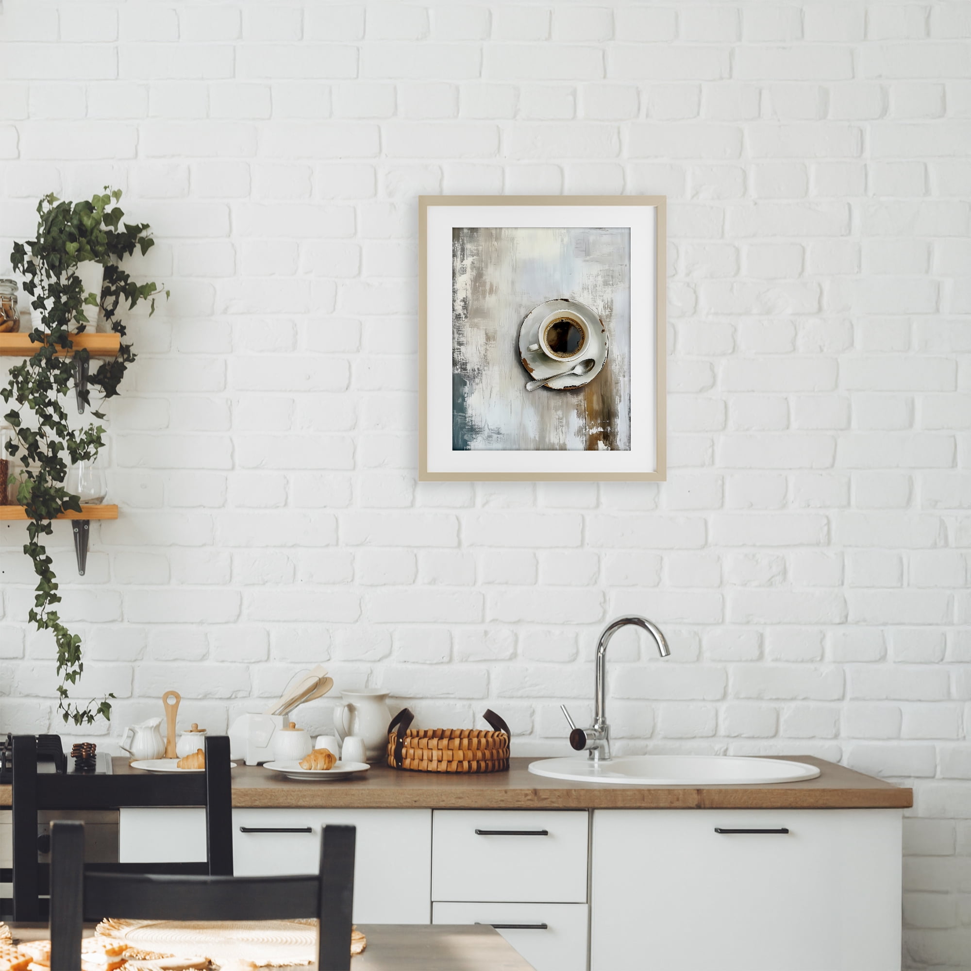 Stupell Industries Neutral & Rustic Cup of Coffee Birch Framed Print Under Glass, design by LSR Design Studio
