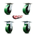 thumbnail image 2 of 6 Inch Green Poly on Cast Iron Caster Set with Roller Bearings 2 Swivel 2 Rigid, 2 of 2