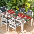 thumbnail image 2 of Red Christmas Table Cloths for 6 Foot Rectangle Tables, Gnomes Xmas Tree Snowflake Gifts Patio Waterproof Elastic Fitted Tablecloths, Washable Rectangular Table Cover for Camping, 2 of 8