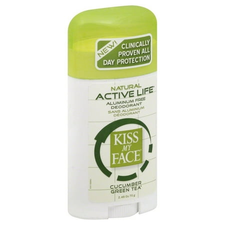 Kiss My Face Active Life Deodorant Cucumber Green Tea, 2.48 OZ