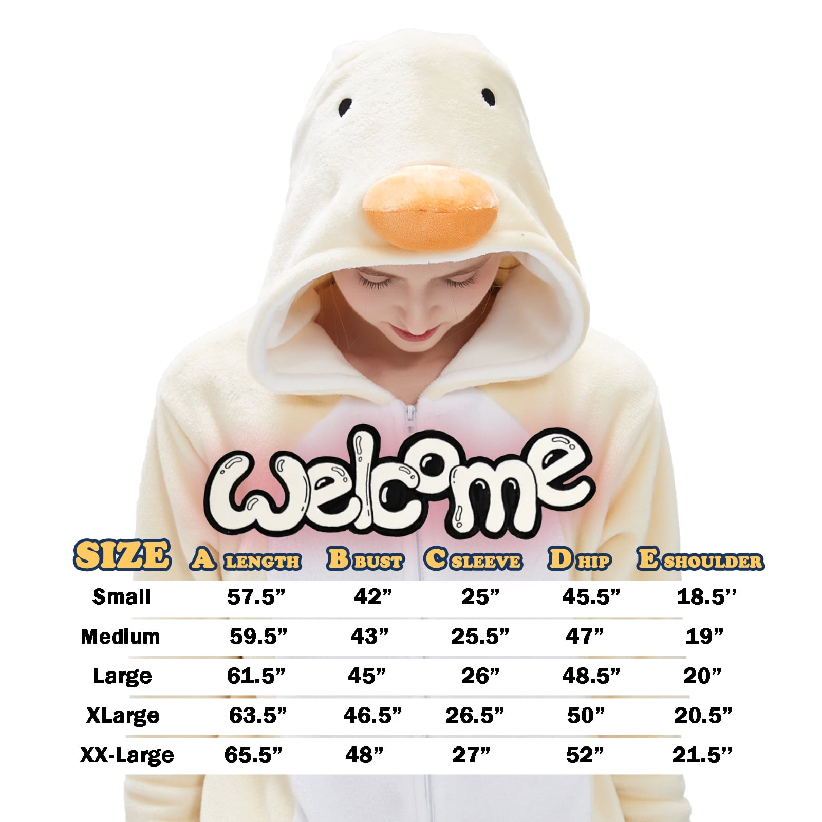 SWEETXIN Adult Halloween One-Piece Pajamas Duck Cosplay Costume Suit for Women and Men SizeL