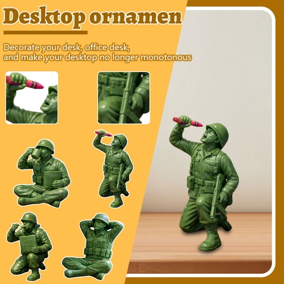 Small Detailed Miniature Green D Army Soldier Model - Military Decorative Delicate Ornament And Collectible Figurine For Desktop Decoration, Bookshelf Display, Diorama Scene