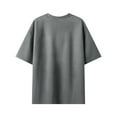 thumbnail image 3 of AHTJRT Men's Casual Round Neck Short Sleeve Suede T-Shirt with Drop Shoulder Design Dark Gray L, 3 of 3