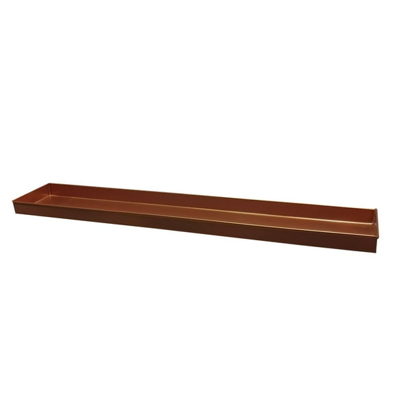 Benjara 29 Inch Rectangular Metal Window sill Plant Tray with Trim Edges, Large, Copper