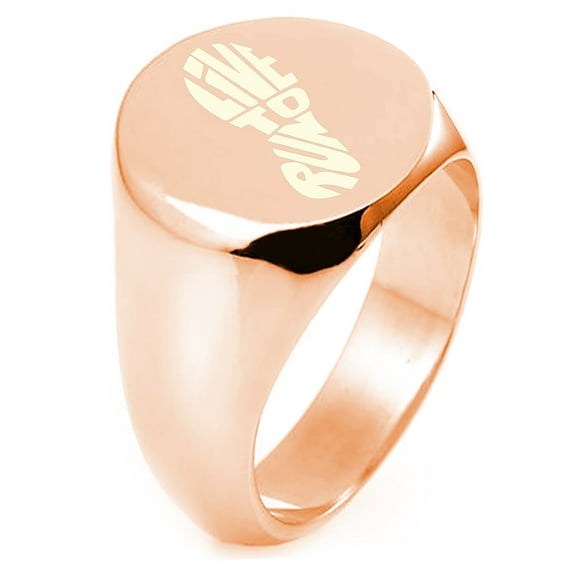 Sterling Silver Live to Run Engraved Round Flat Top Polished Ring