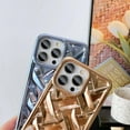 thumbnail image 3 of Compatible for iPhone 14 Pro Max Case for Women Electroplate Luxury Woven Pattern Phone Case Soft TPU Shockproof Camera Lens Protective for iPhone 14 Pro Max Phone Case 6.7 inch - Gold, 3 of 11