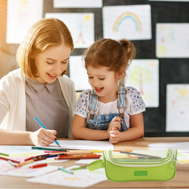 Estuche Grande para Lápices de Estudiante con Compartimentos, Bolsa Organizadora de Material Escolar, Color Macaron, Estuche Multifuncional para Lápices