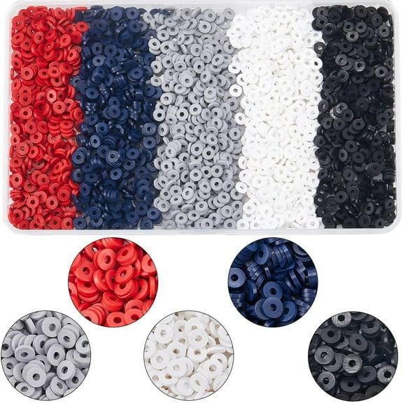 1 Box 2900Pcs Black and White Clay Beads Heishi Beads Bulk 6mm Red Gray Multicolor Flat Round Polymer Spacers for Jewelry Making Bracelet Earrings Handmade Crafts Wedding Women