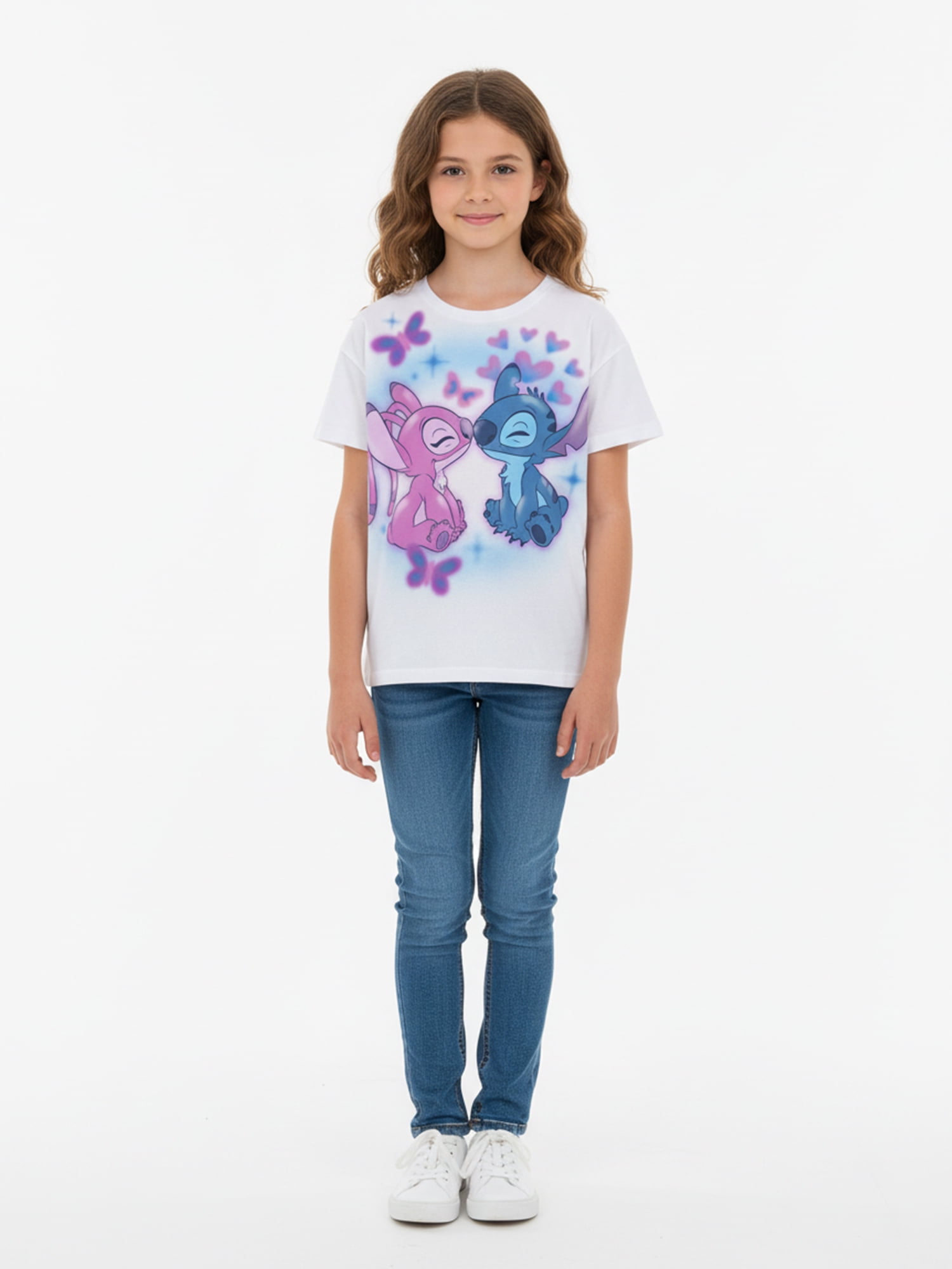 Disney Lilo & Stitch Angels of My Heart Girls Short Sleeve Graphic T-Shirt, Sizes 4-16