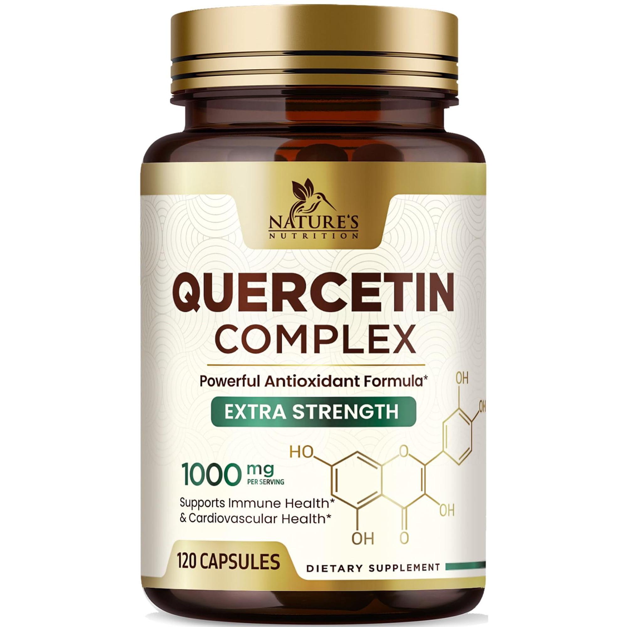 Quercetin Capsules - 1000mg per Serving Premium Plant-Based Bioflavonoids - Extra Strength Antioxidant & Immune Support - Powerful Respiratory Health Supplement - Bottled in USA - 120 Veggie Capsules
