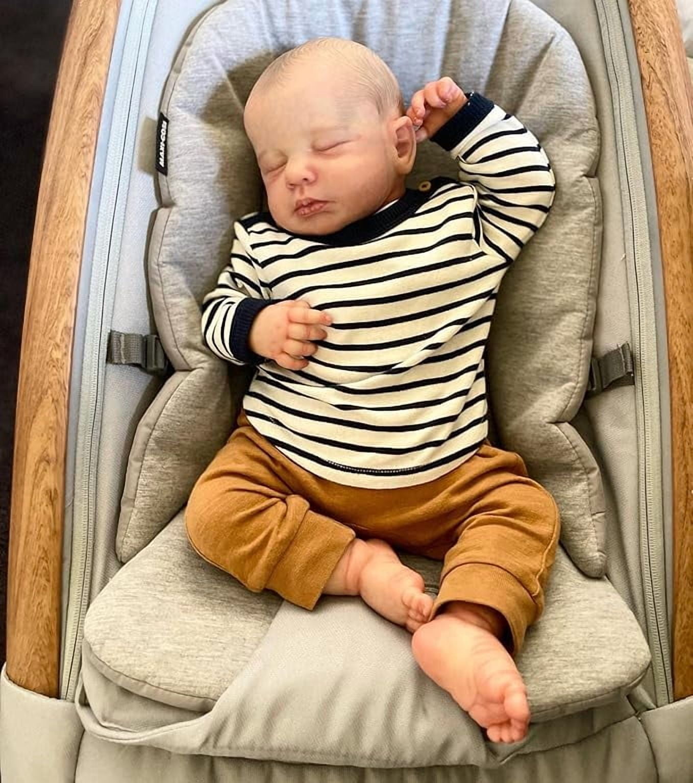 20 Inch Cuddly Sleeping Lifelike Reborn Baby Dolls Realistic Newborn Babies Handmade Soft Cloth Body Closed Eyes Painted Hair