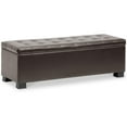 thumbnail image 1 of Baxton Studio Banc Ottoman de Rangement Capitonné en Cuir Roanoke, Brun, 1 of 5