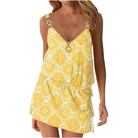

YanHoo Summer Dresses for Women Beach Floral Tshirt Sundress Casual Boho Tank Dress