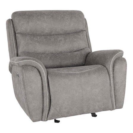 Benjara Folu 41" Glider Chair- Power Recliner- Cushioned- Gray Faux Leather