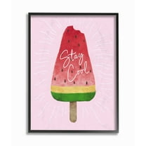The Kids Room by Stupell Stay Cool Watermelon Ice Cream Pink Red Kids Nursery Design Framed Wall Art by Ziwei Li