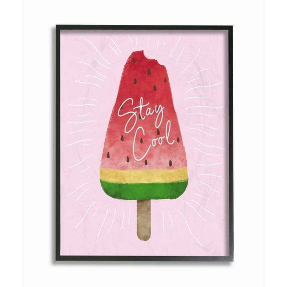 The Kids Room by Stupell Stay Cool Watermelon Ice Cream Pink Red Kids Nursery Design Framed Wall Art by Ziwei Li