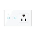 thumbnail image 1 of Prise Murale Intelligente 95-250V Wi-Fi avec 2 Interrupteurs Tactiles Gang Télécommande via Application Smart Life, 1 of 8