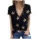 thumbnail image 2 of Puntoco - Blusa de manga corta con estampado de estrellas y cuello en V para mujer Puntoco Puntoco-731, 2 of 4