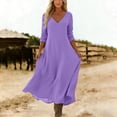 thumbnail image 4 of CHGBMOK Dresses for Women Casual 3/4 Length Sleeve Maxi Dress V Neck Beach Vacation Dress, 4 of 7