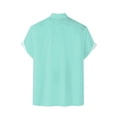 thumbnail image 2 of Camisas De Mezclilla Para Hombre Camisa para hombre Camisa de playa de manga corta holgada informal (Blue, XXL), 2 of 6