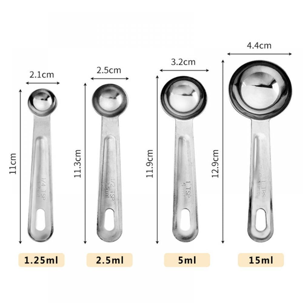 LEIFENY 1/2 Tsp(1/6 tbsp | 2.5 ml |2.5 cc| 0.08 oz) Single Measuring Spoon,  Stainless Steel Individual Spoons, Long Handle Spoons Only (2 Pack)