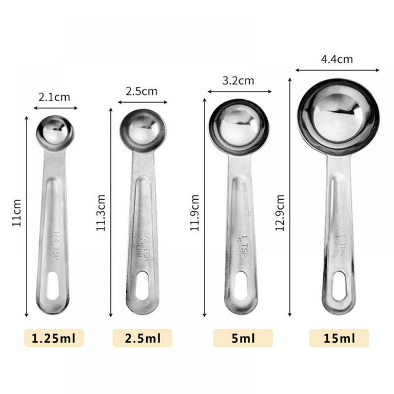 Measuring Spoons, Stackable Stainless Steel Measuring Spoons Set, Small  Tablespoon Set of 4 for Gift Measuring Dry and Liquid Ingredients