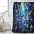 thumbnail image 6 of Polyester Fabric Blue Butterfly Shower Curtain, Modern Art Forest Butterflies Waterproof Bathtub Curtain Bathroom Decor Set with Hooks 72 x 84 Inches, 6 of 6