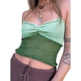 thumbnail image 3 of Gupgi Women Halter Crochet Tops, Sleeveless Knit Tank Tops Contrast Color Slim Fit Ruched Vest, 3 of 6
