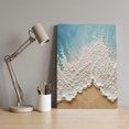 thumbnail image 4 of Crashing Wave Foam Canvas Wall Art for Living Room Bedroom Bathroom, Coastal Teal Heavy Impasto Ocean Gold Beach Canvas Art Wall Decor, Artwork for Walls Home Office Decor, 16"x20", 4 of 9