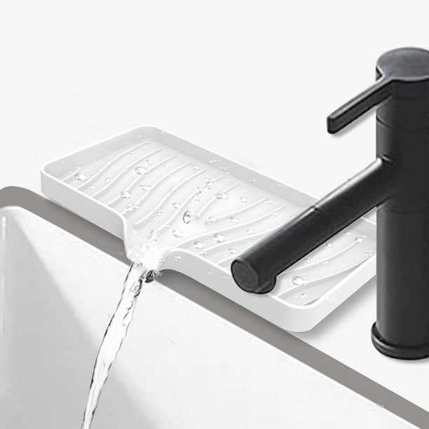 Self Draining Dish Tray Kitchen Sponge Tray with Drain Holder Box for Bathroom, Hotel